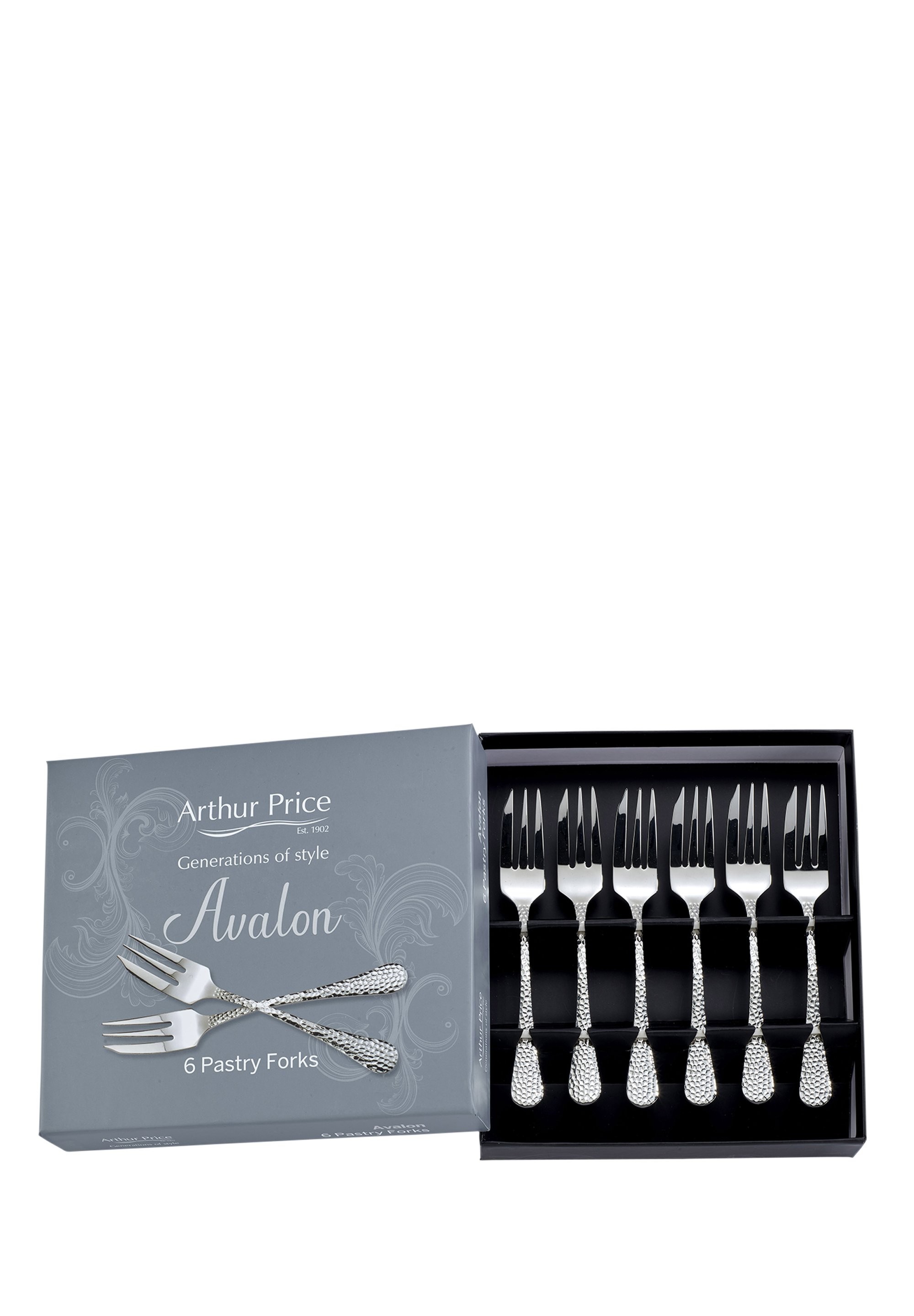 Avalon Çatalı 6'lı Set - 18/10 Paslanmaz Çelik, Çekiçlenmiş Doku