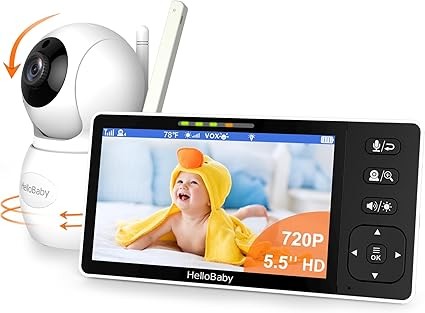 HelloBaby 720P 5.5, HD Bebek Monitörü Gece Görüşü ve Lambası