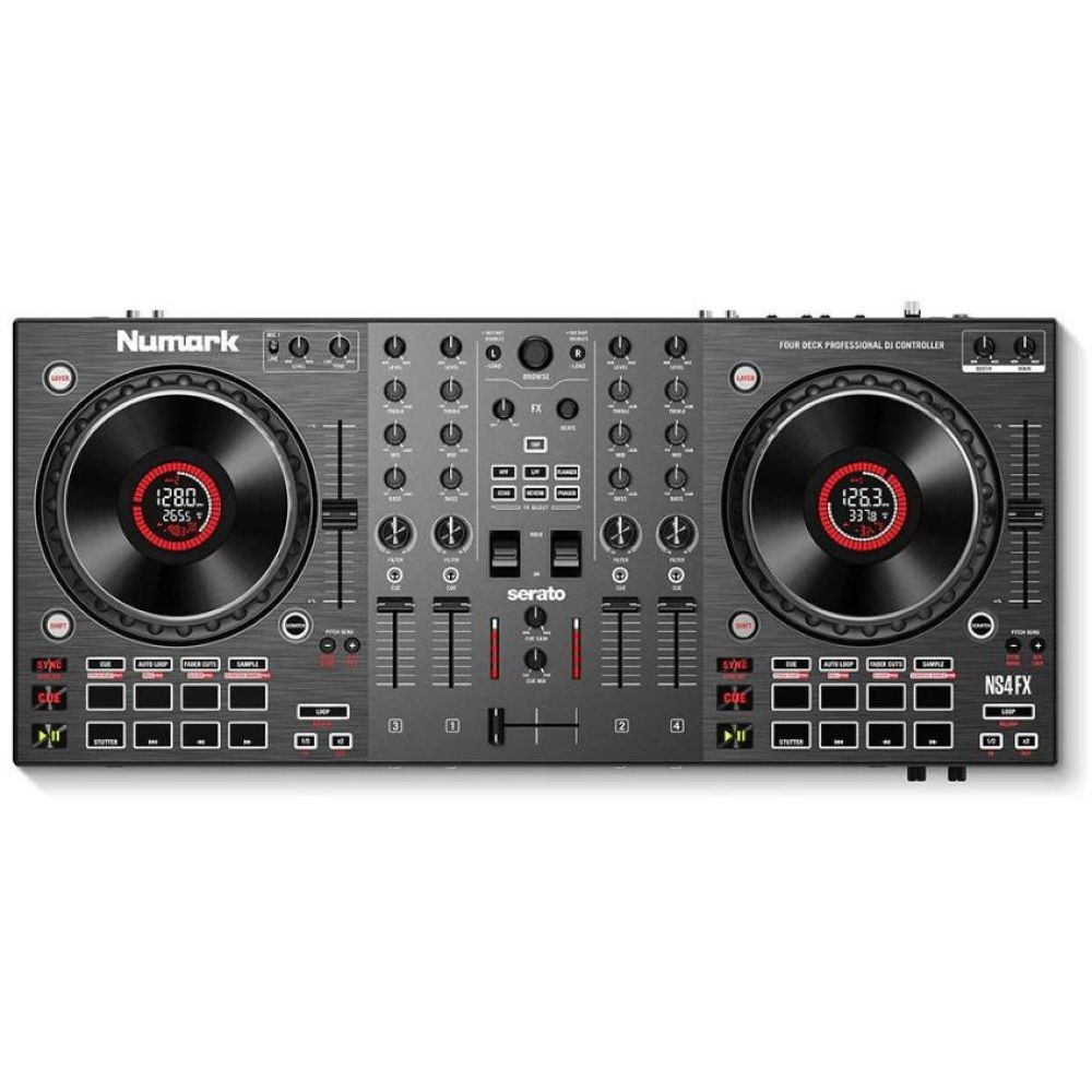 NS4FX Profesyonel 4-Deck DJ Kontrol Cihazı, Siyah