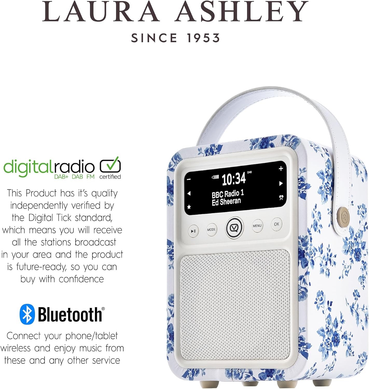 Monty Dab+/Dab Radyo Bluetooth, FM ve Çalar Saat Fonksiyonlu Taşınabilir Radyo