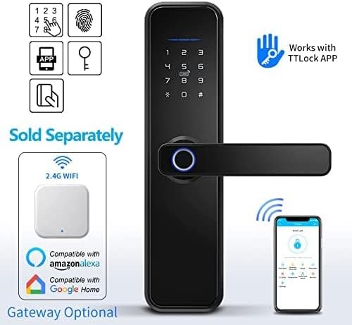 Smart Lock , Uygulama ve Wi-Fi Ağ Geçidi ile Bluetooth Parmak İzi Kapı Kilidi