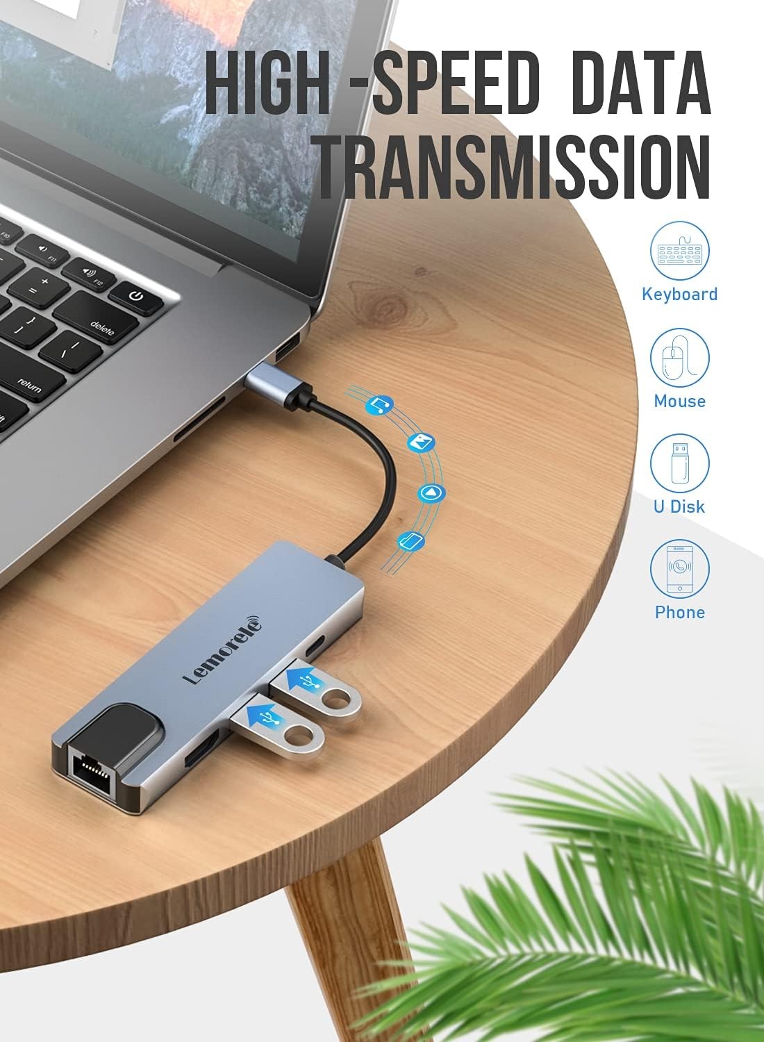  USB C Hub, 5'i 1 Arada HDMI 4K, Ethernet, 100W Hızlı Şarj