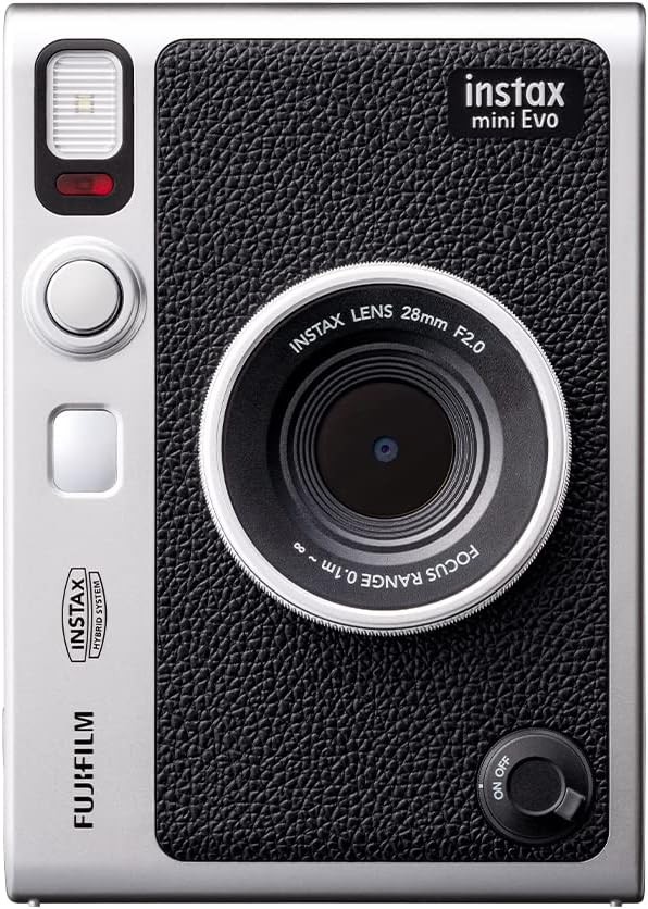 INSTAX Mini EVO Siyah Hibrit Anlık Fotoğraf Makinesi USB-C, 10 Lens Modu ve Film Efektleri