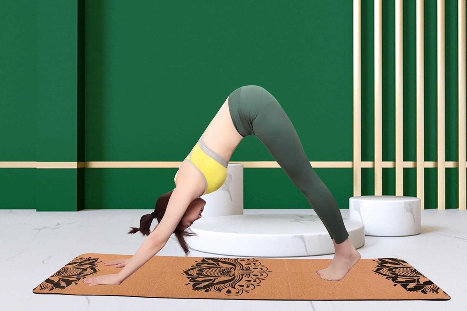 Katlanabilir Sedir Yoga Matı, 5mm Kalınlık, Lotus Desenli, Taşıma Çantası ile