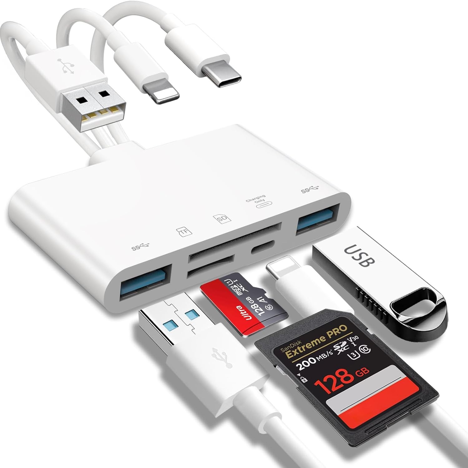 5'i 1 Arada Hafıza Kartı Okuyucu, USB OTG Adaptörü