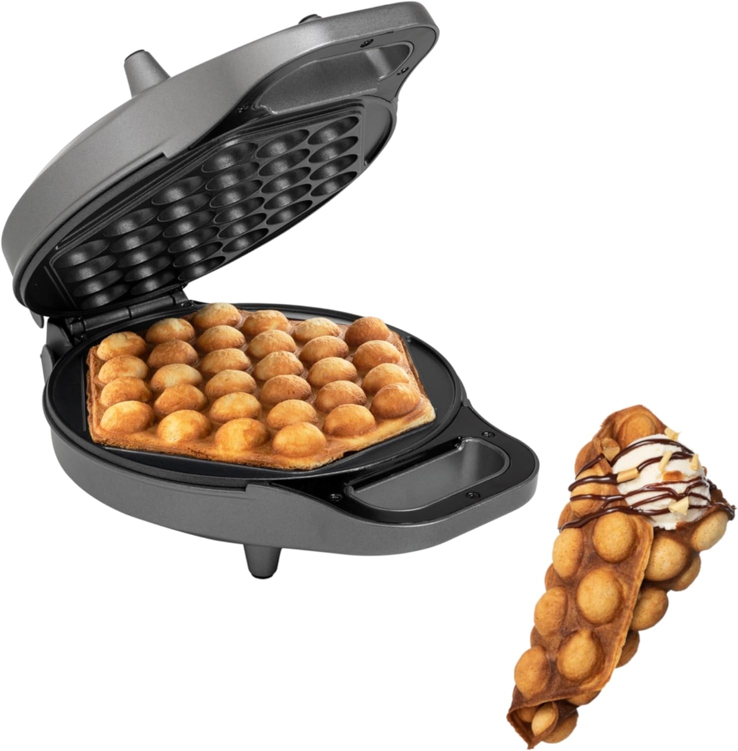 Kabarcıklı Waffle Makinesi, 700 Watt, Yenilikçi Altıgen Tasarım