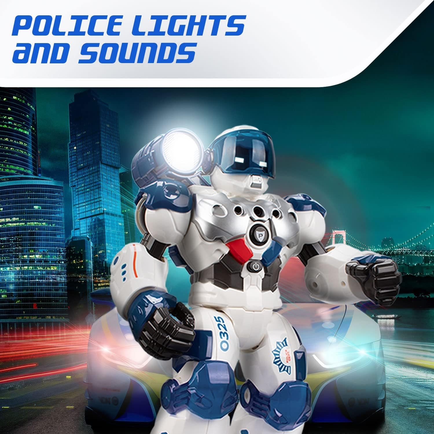 Hi-Tech Patrol RC Robot, 50 Programlanabilir Eylem, Polis Robotu