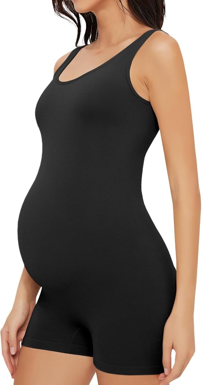 Kadın Doğum Bodysuit, Şekillendirici Çift Astarlı Kolsuz Atlet Şort Romper Tulum, XXL