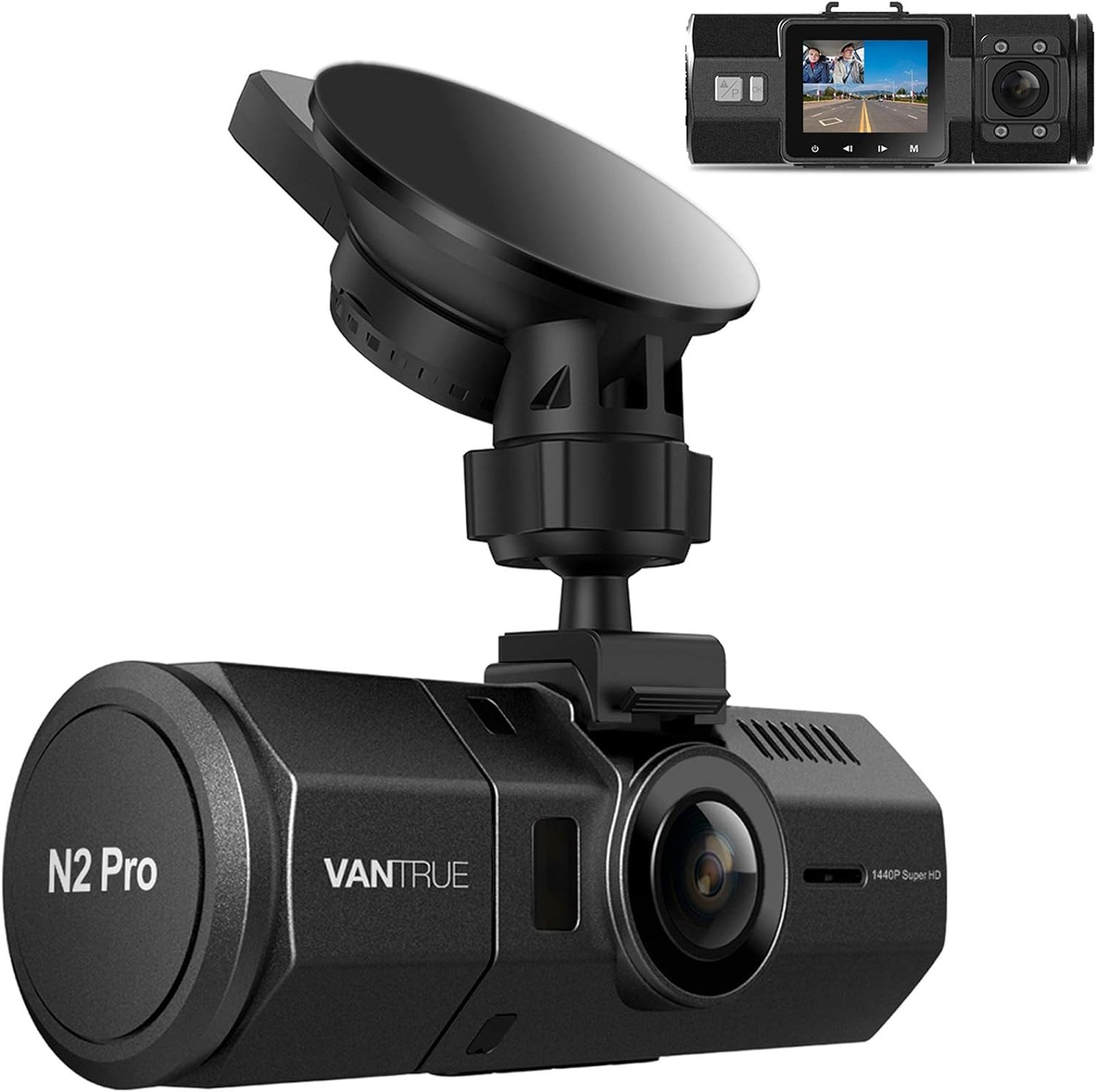 N2 Pro Uber Dual Dash Cam Kızılötesi Gece Görüşü, Çift Kanal 1080P Ön ve İç, 2.5K