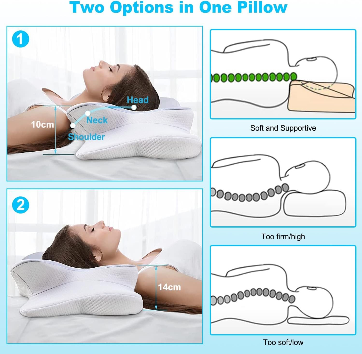 Hafızalı Köpük Boyun Yastığı - Ergonomik Ortopedik Destek, Yıkanabilir Kılıf ile Rahat Uyku