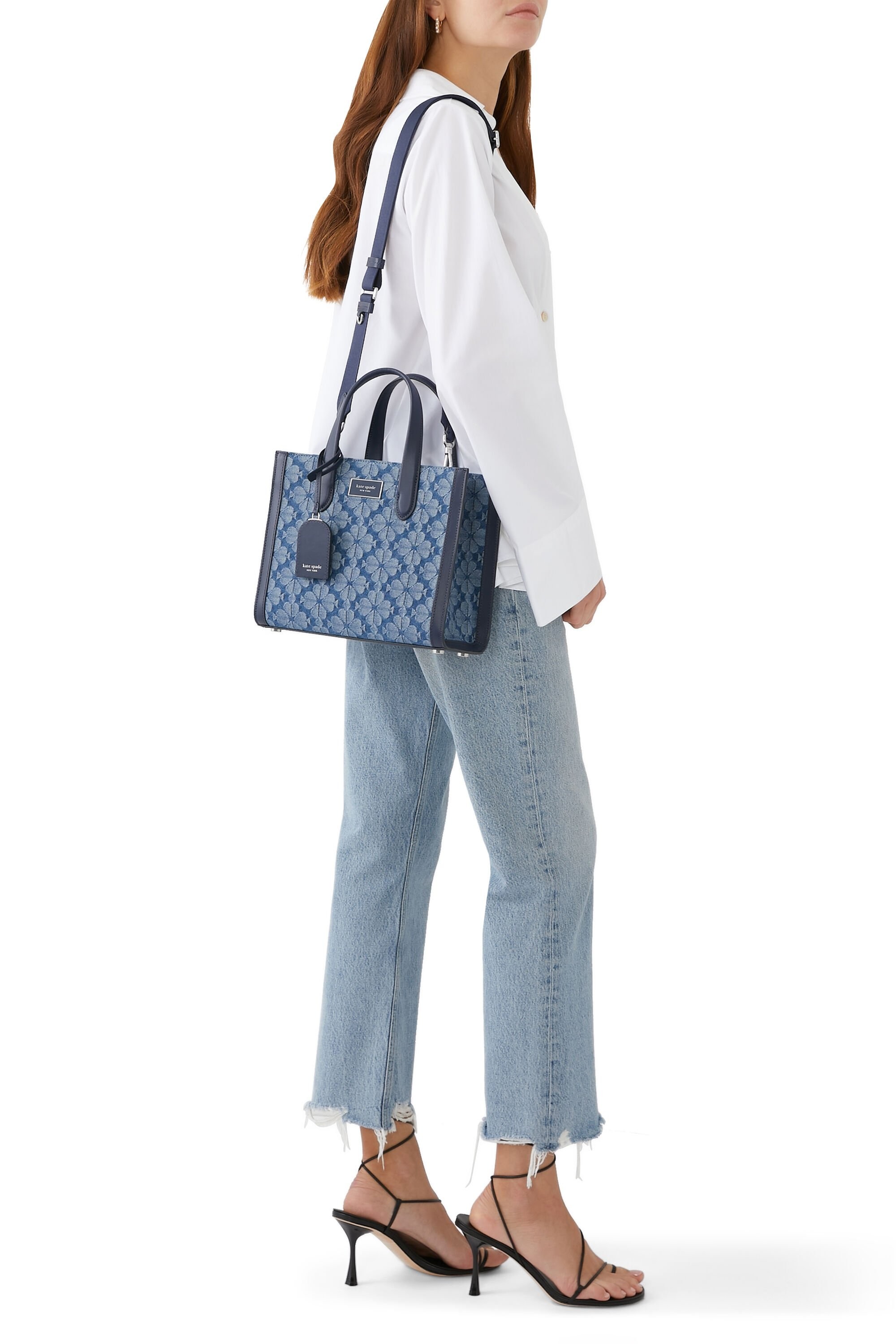 Spade Flower Denim Küçük Manhattan Tote Çanta