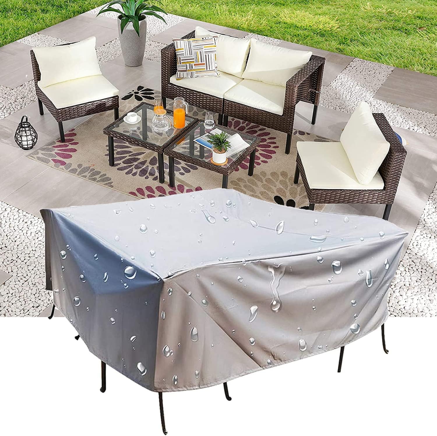 Su Geçirmez Patio Mobilyası Kılıfı, Dış Mekan Bahçe Mobilyası Kılıfları, 150x150x75cm)