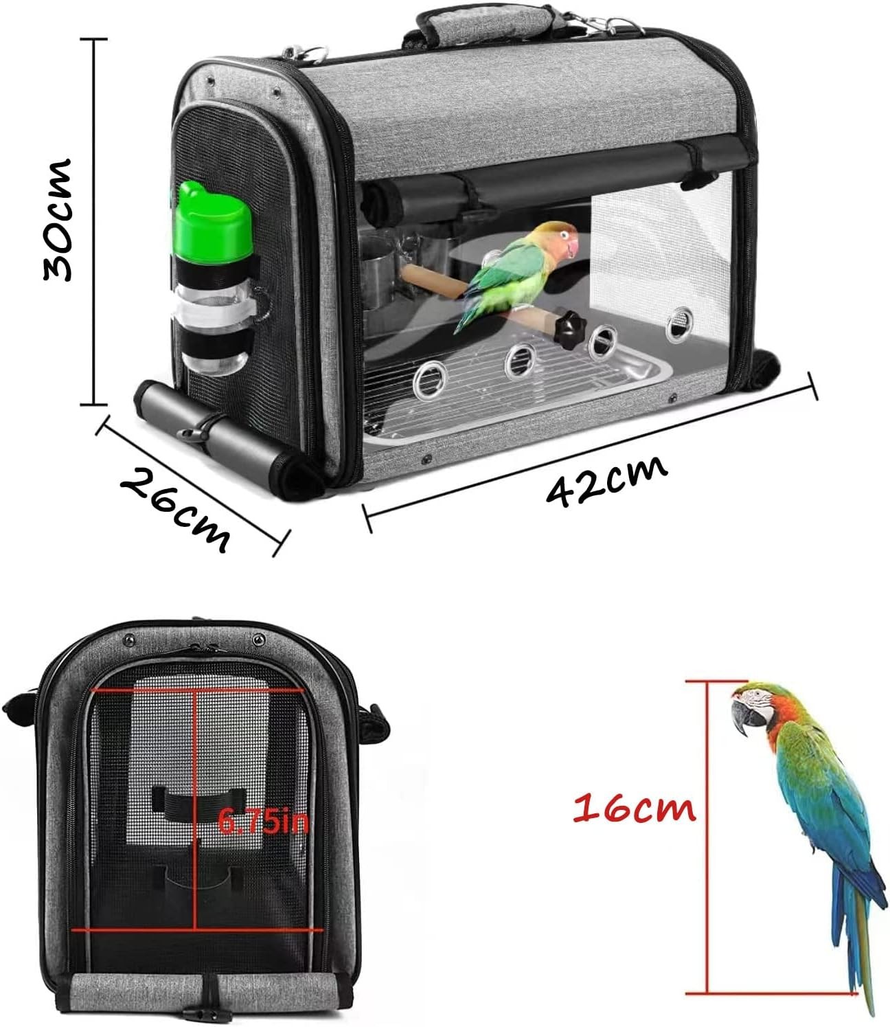 Kuş Taşıma Çantası Seti - Katlanabilir Seyahat Çantası, Standlı Papağan Taşıyıcı