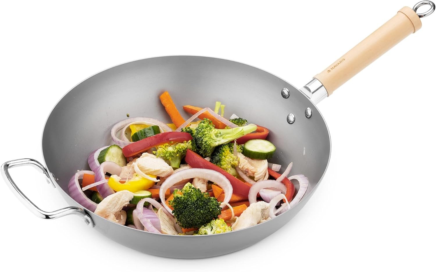 Wok Kızartma Tavası Ø 30 cm, Karbon Çelik, İndüksiyon ve Tüm Ocaklar İçin Uygun