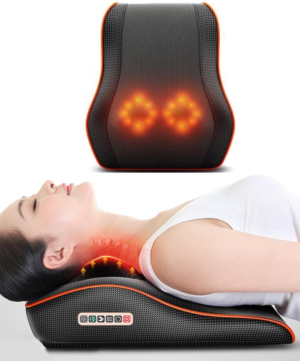 Shiatsu Sırt ve Boyun Masajı Yastığı, Servikal Omurga Ağrısı Giderici, 8D Masaj