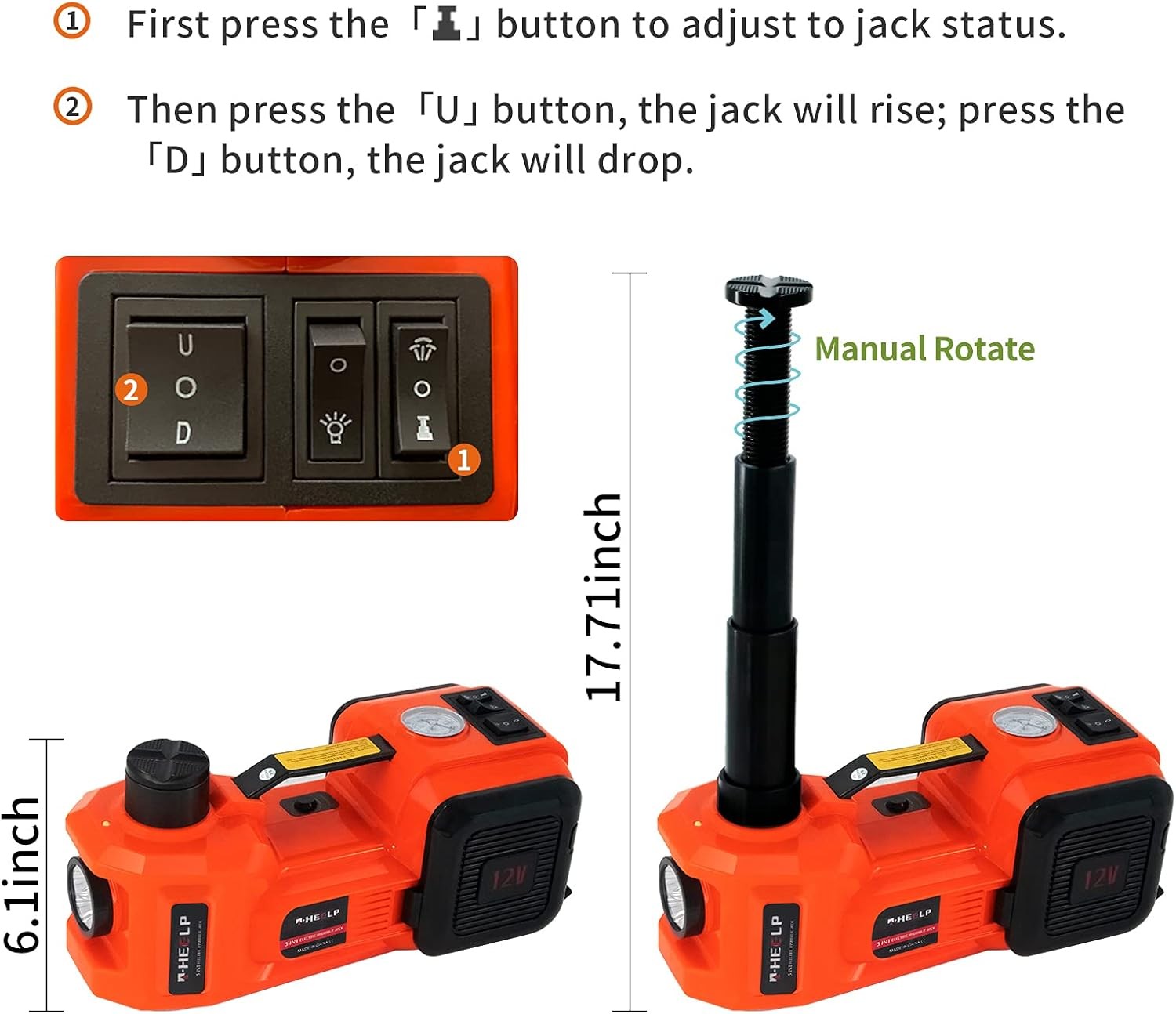 5 Ton Elektrikli Hidrolik Araba Krikosu Kiti Hızlı Lastik Değişimi için Güçlü ve Güvenli