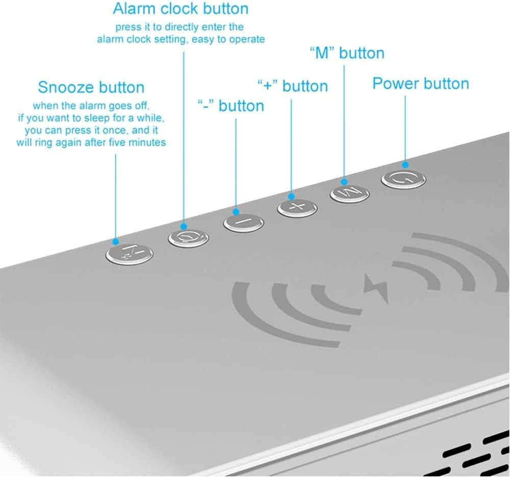 Modern Tasarımlı Dijital Çalar Saat - Hızlı Kablosuz Şarj ve Termometre Özellikli
