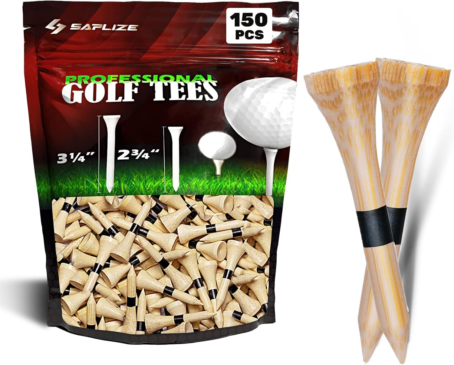 Bambu Golf Tees - 150 Adet, Dört Boyut Seçeneği (38mm, 54mm, 70mm, 83mm)