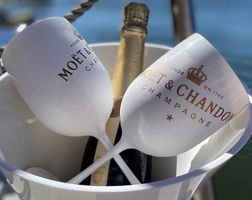 Moet Plastik Şampanya Kupaları, Kokteyl Bardağı İçin Beyaz Şampanya Kadehi