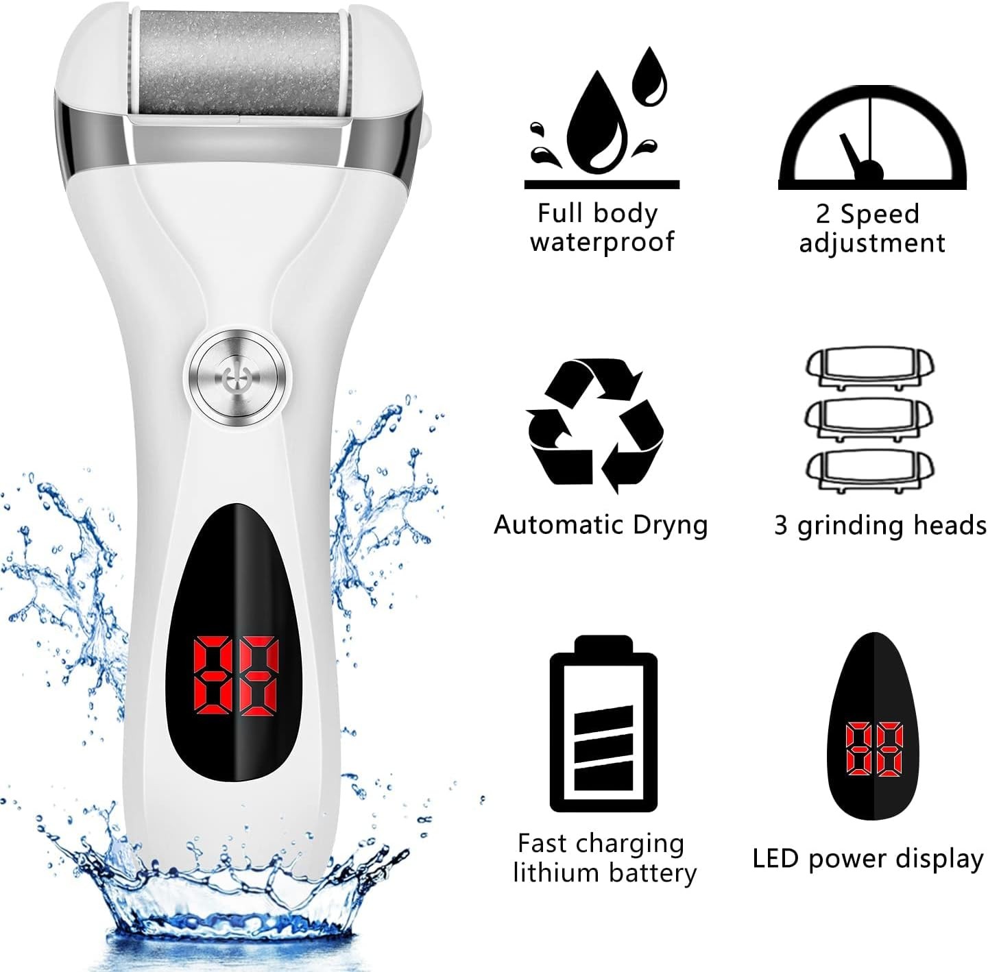 Elektrikli Ayak Nasırı Giderici Seti, 2 Hızlı, Su Geçirmez Pedikür Aletleri