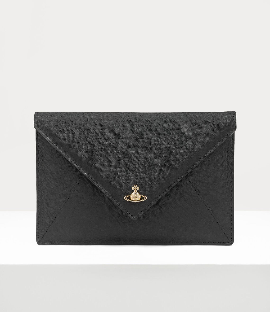 Saffiano Envelope Clutch Saffiano Dokulu, Orb Motif ve Press-Stud Kapanmalı Şık Çanta