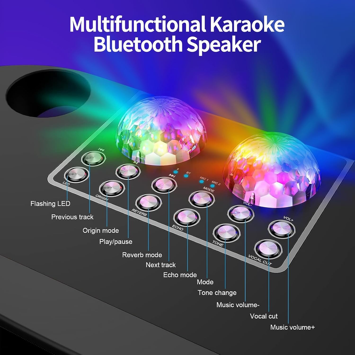 Kablosuz Karaoke Makinesi – 2 Mikrofonlu Taşınabilir Bluetooth PA Hoparlör