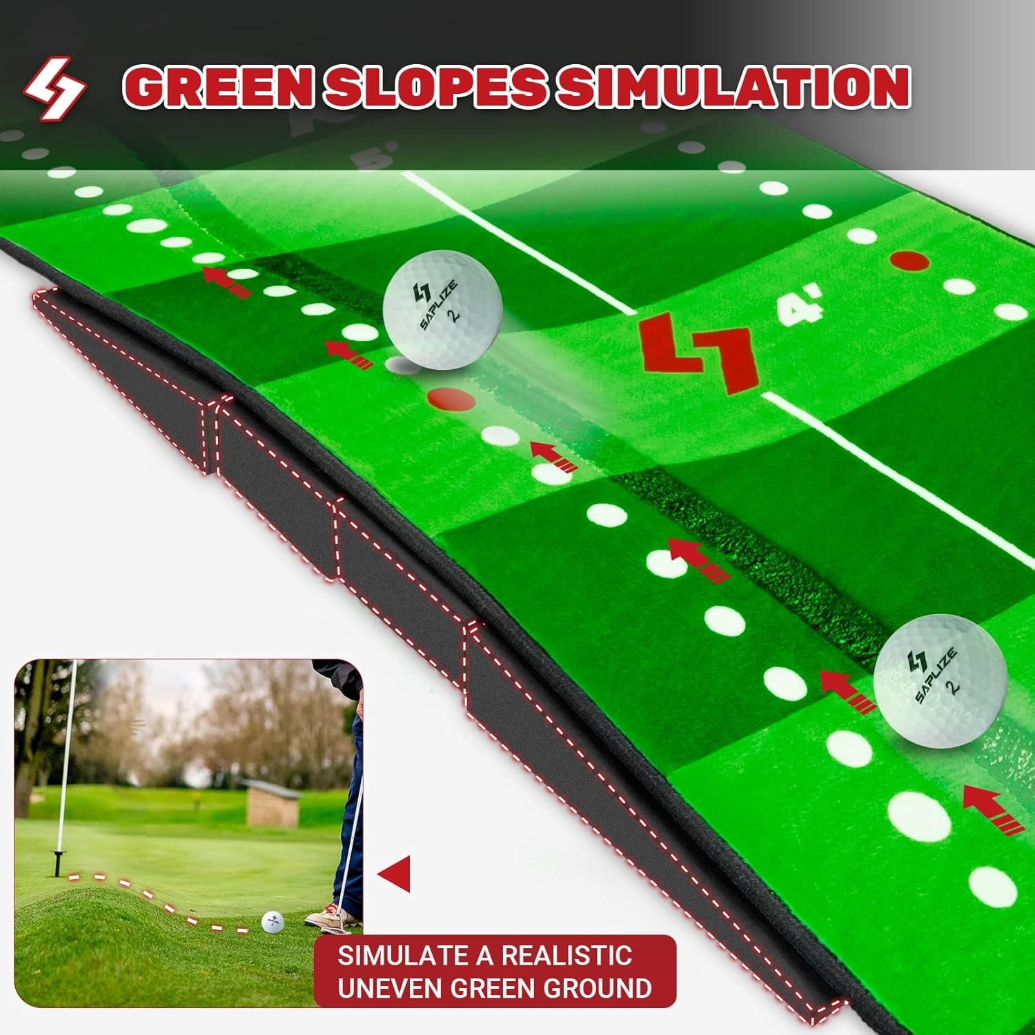 İç/Dış Mekan Kullanımı için İz Takip Golf Putting Matı, İki Hız