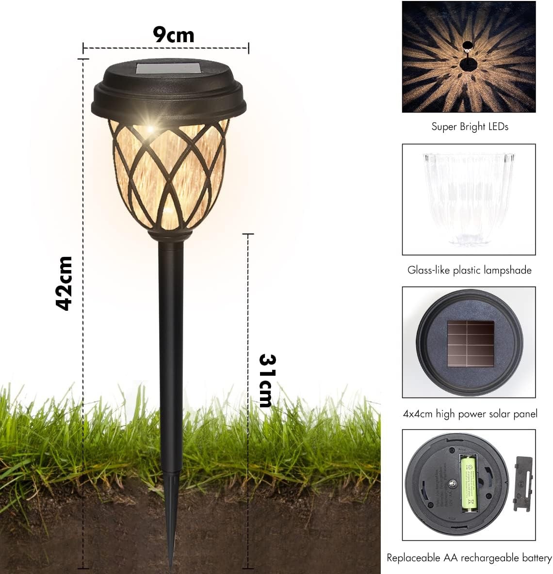 Güneş Enerjili Lambalar, 6'lı Paket Su Geçirmez LED Bahçe Işıkları