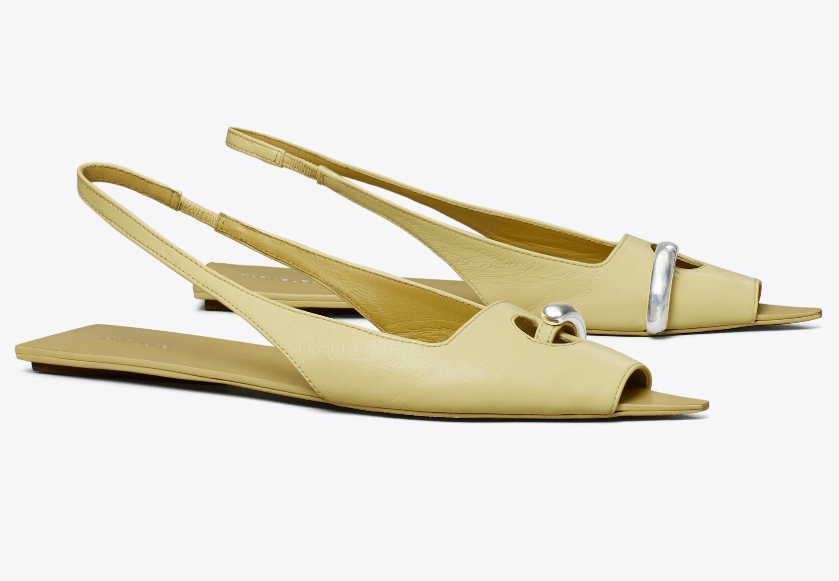 Delikli Slingback Deri Sandalet - Gümüş Krom Donanım