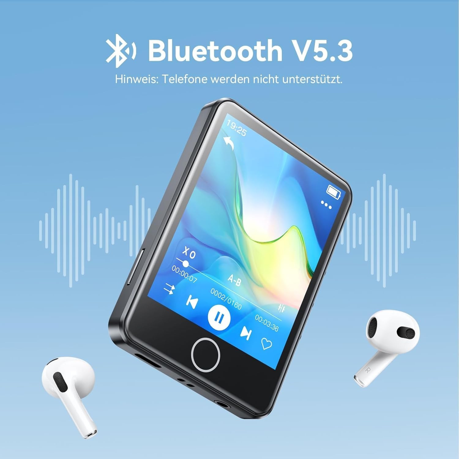 64GB Bluetooth 5.3 MP3 Çalar, Dokunmatik Ekran, Dahili Hoparlör, FM Radyo