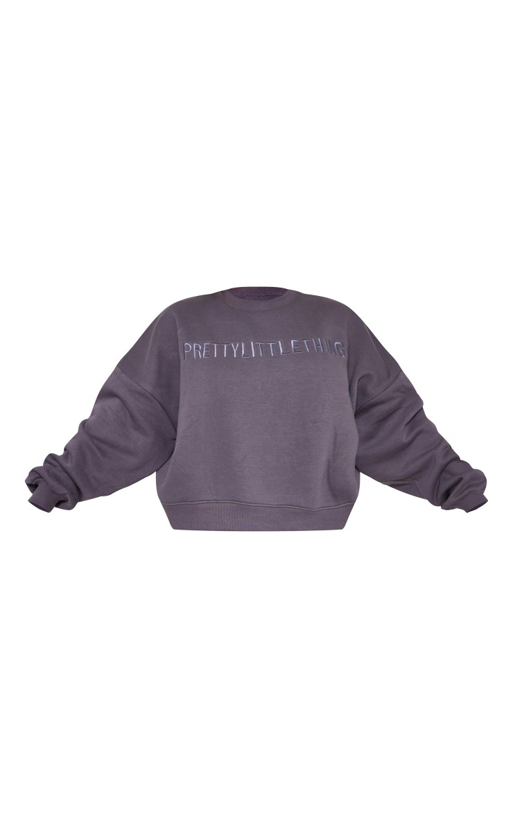 Kömür Rengi İşlemeli Sweatshirt, Trendleri Yakalayın