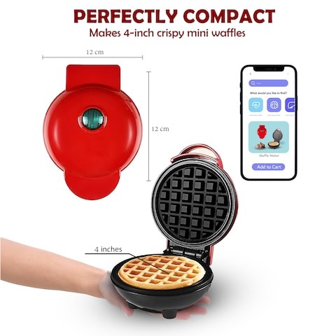 Mini Waffle Makinesi,Yapışmaz Kaplama ile Browniler, Kurabiyeler 