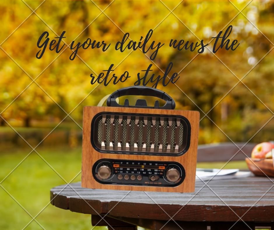 Taşınabilir Vintage Retro Radyo Bluetooth Hoparlör, FM/AM/SW, Şarj Edilebilir Pil