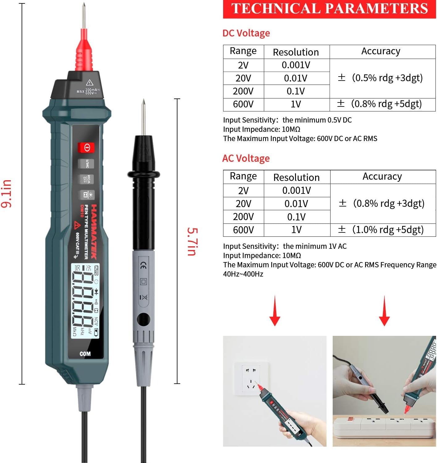 Dijital Multimetre, Temassız Ölçüm, Otomatik Voltaj/Direnç Testi