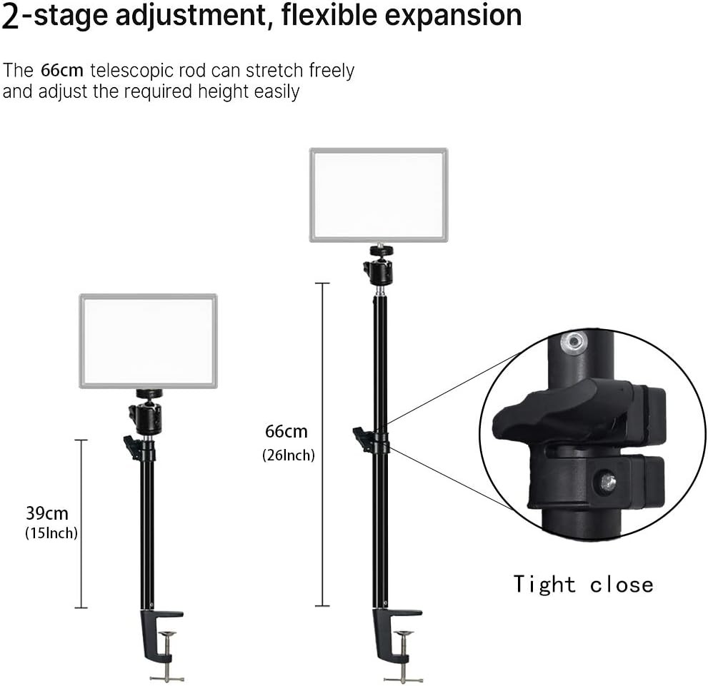 15-26" Masaüstü Video Işığı Standı - 360° Döner Montaj ile Vlog ve YouTube için