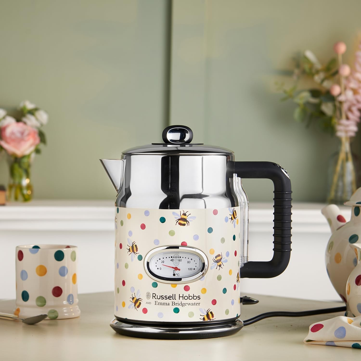 Emma Bridgewater Bumblebee 1.7L Elektrikli Su Isıtıcısı – Şık Paslanmaz Çelik