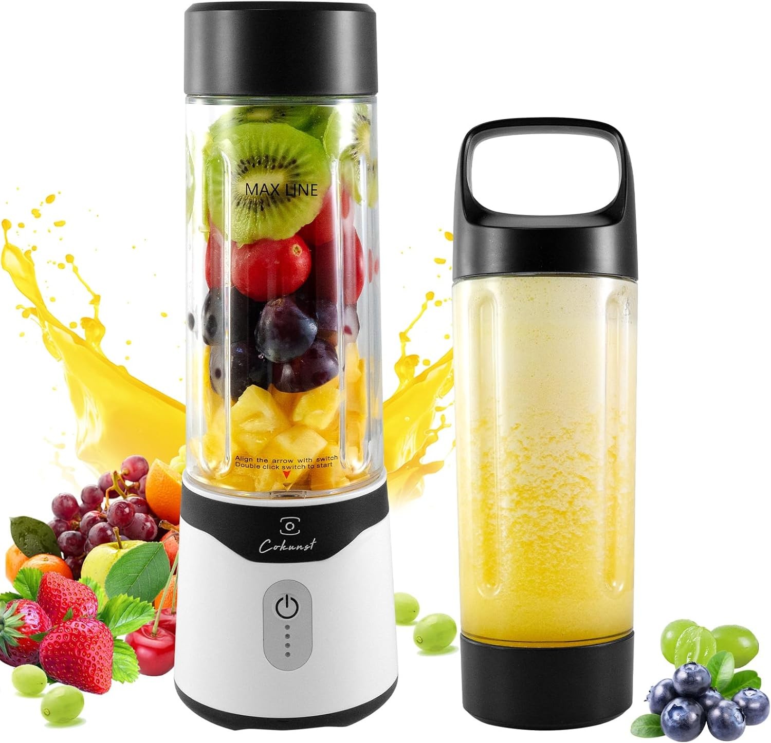 Taşınabilir Blender Smoothie ve Milkshake, 530 ml Taşınabilir Blender 6 Bıçaklı, Şarj Edilir