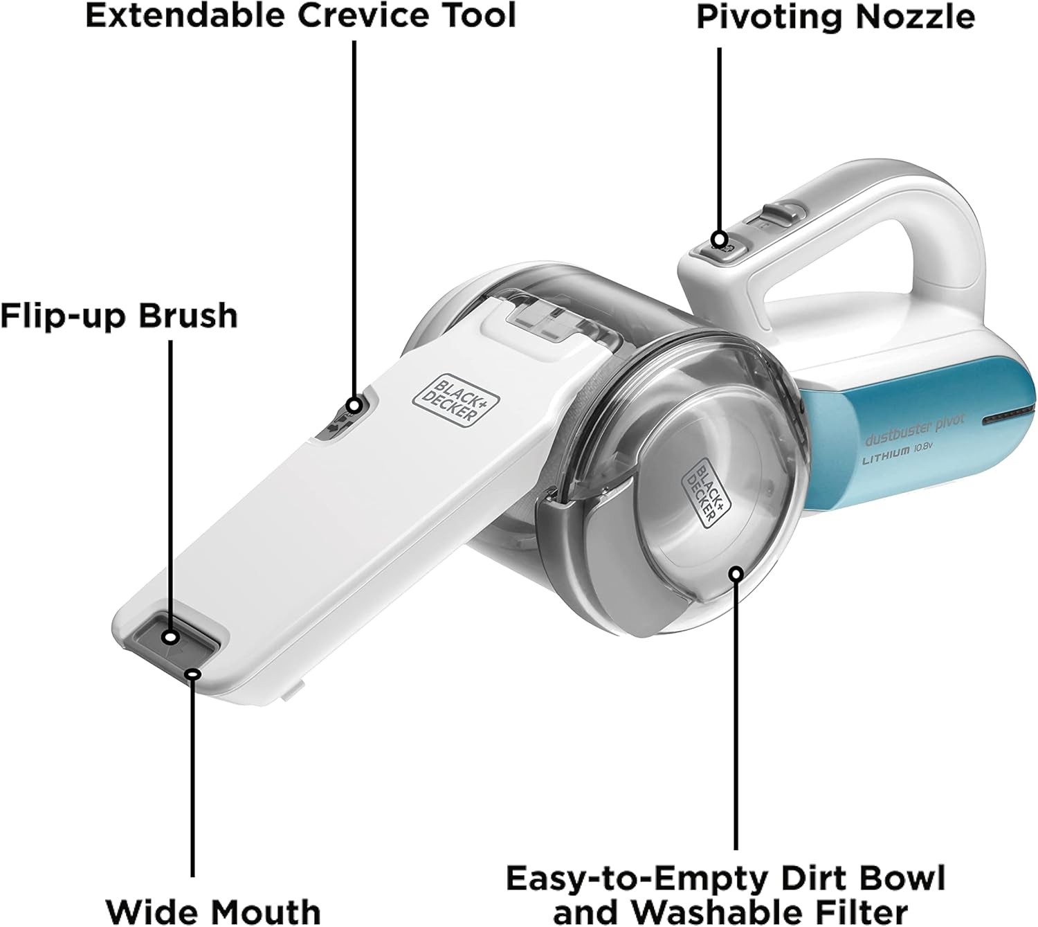 Kablosuz Dustbuster Pivot El Süpürgesi, 10.8V Li-Ion, 440ml Kapasite, PV1020L-B5