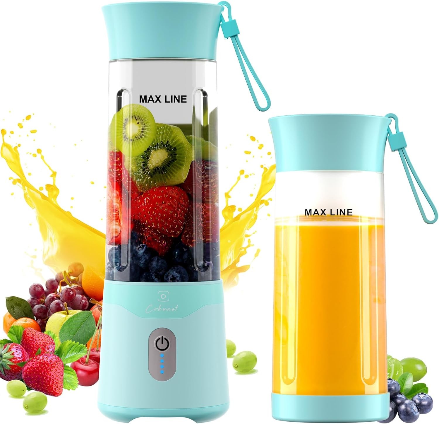 Taşınabilir Smoothie ve Milkshake Mikseri 6 Bıçaklı 530 ml Kapasiteli, Type-C Şarj Edilir