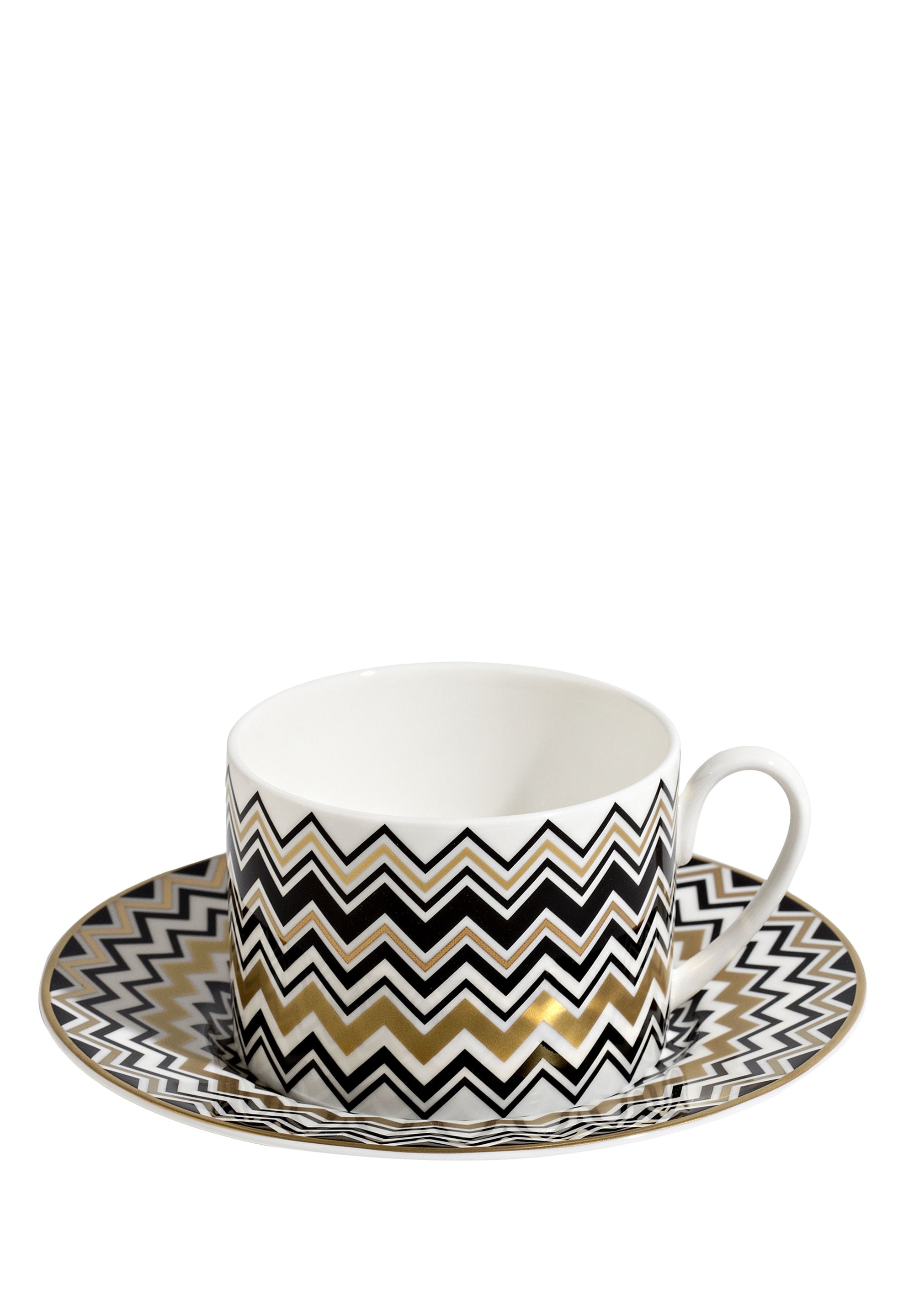 Zig-Zag Altın Çay Fincanı ve Tabağı 6'lı Set – Missoni Home İkonik Desen ve Şık Tasarım