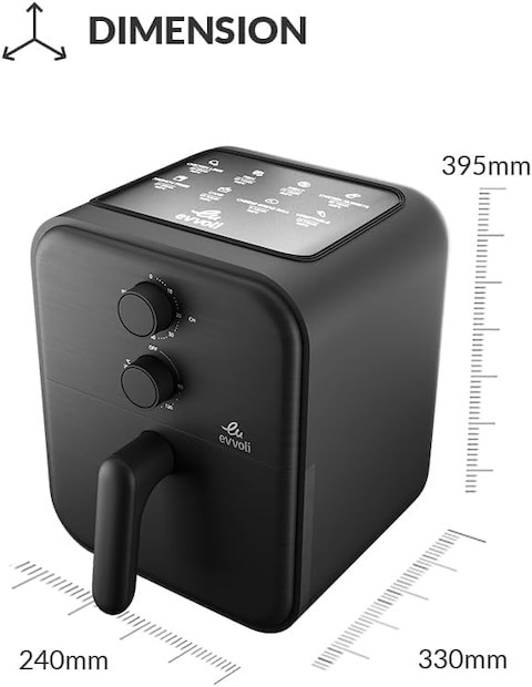 3.8L Air Fryer - 1600W ile Yağsız Pişirme ve Ayarlanabilir Sıcaklık Kontrolü