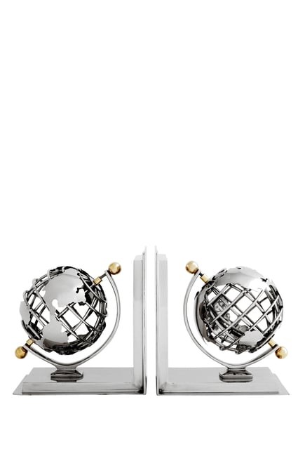 Eichholtz Küre Kitap Destekleri, İkili Set,Globe Bookends Seti