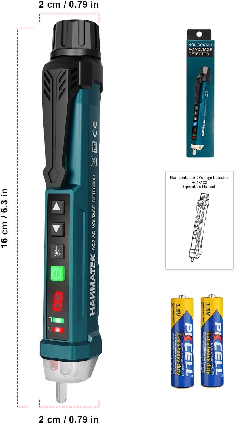 AC2 Temassız Voltaj Dedektörü, LCD Voltaj Test Cihazı 12V-1000V 