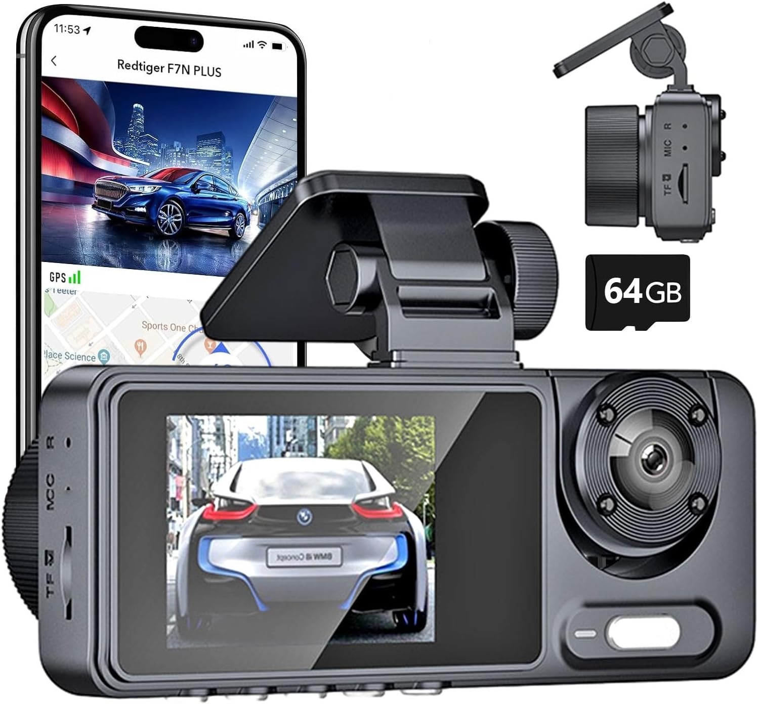 Üç Kanallı 4K WiFi Dashcam, Gece Görüşlü 170° Geniş Açı Araç Kamerası