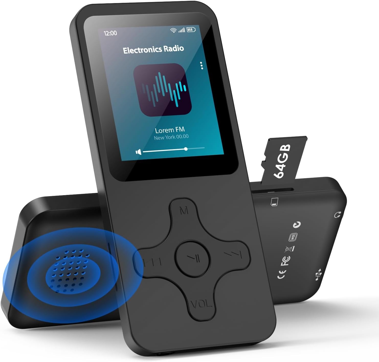 Bluetooth 5.0 MP3 Çalar - 64GB, HiFi Ses, E-Kitap, FM Radyo, Entegre Hoparlör