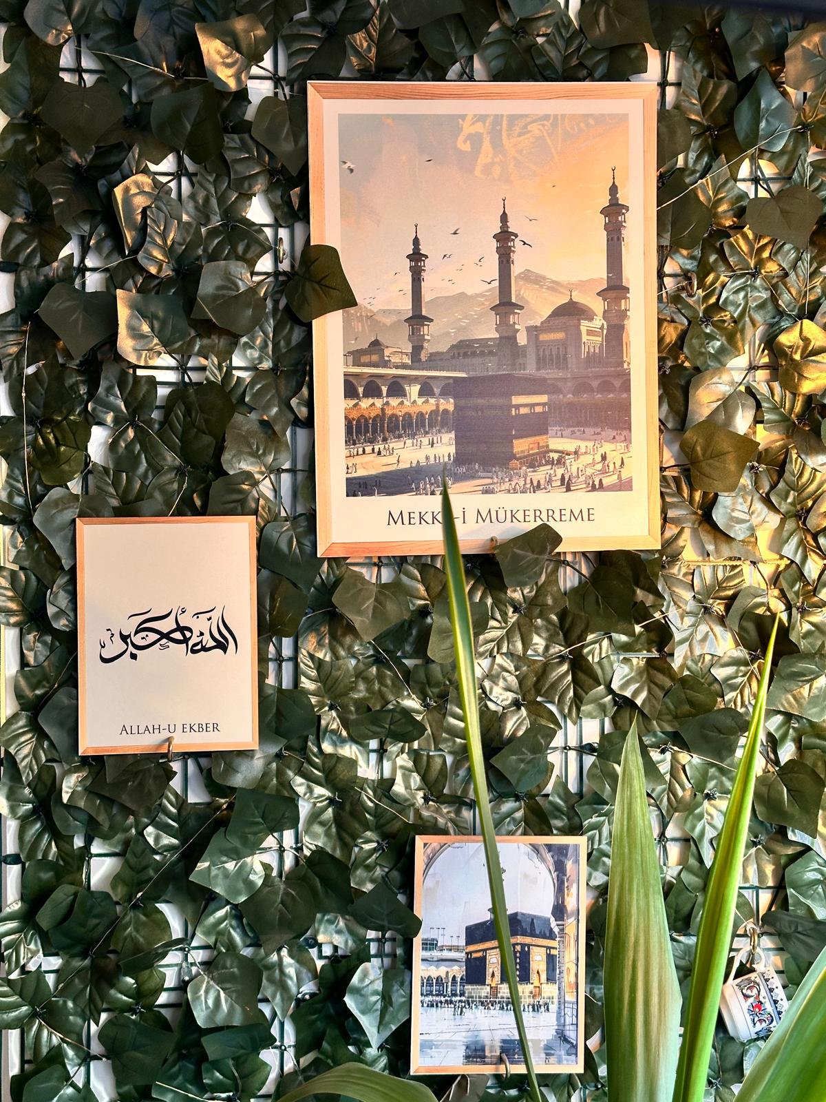 Mekke-i Mükerreme Temalı Dini Tablo Set 3 Parça (Çerçeve Görünümlü)