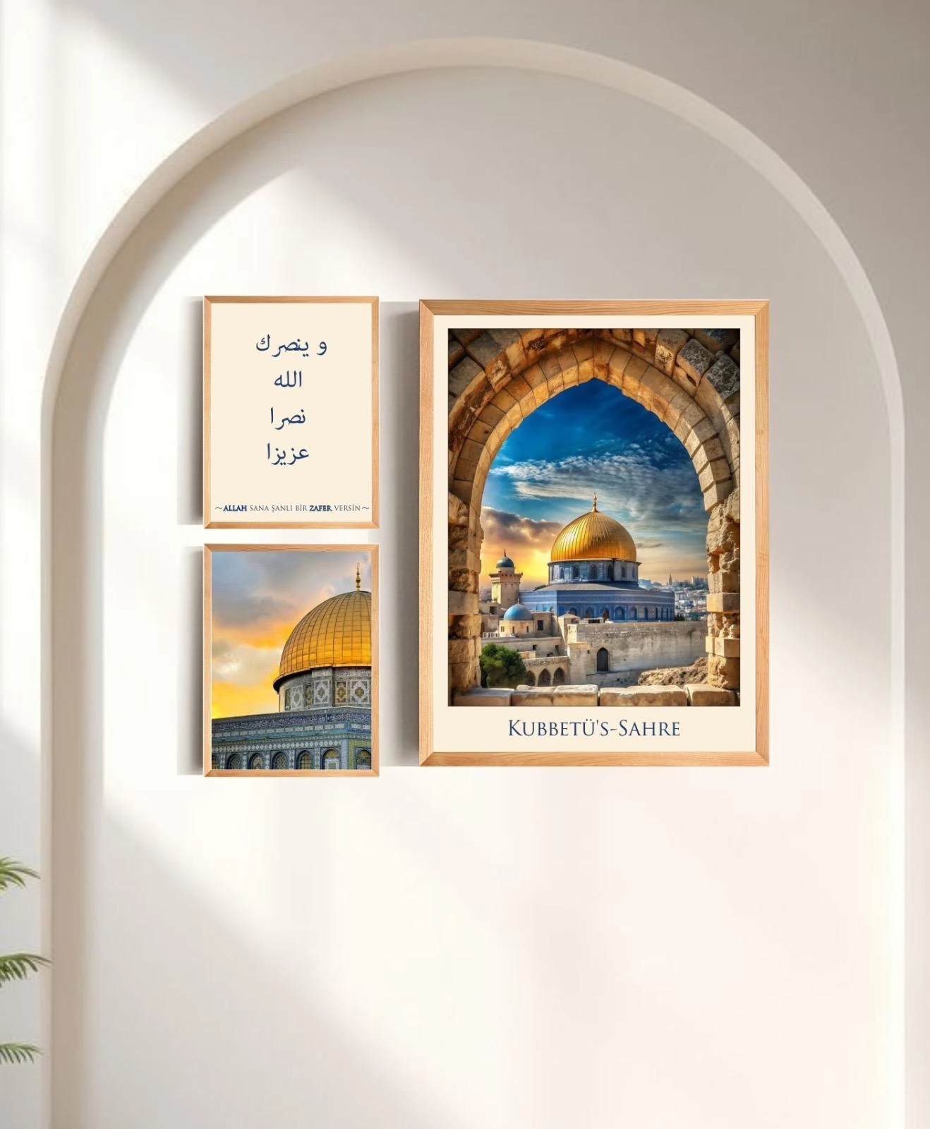Kudüs Temalı Dini Tablo Set 3 Parça (Çerçeve Görünümlü)