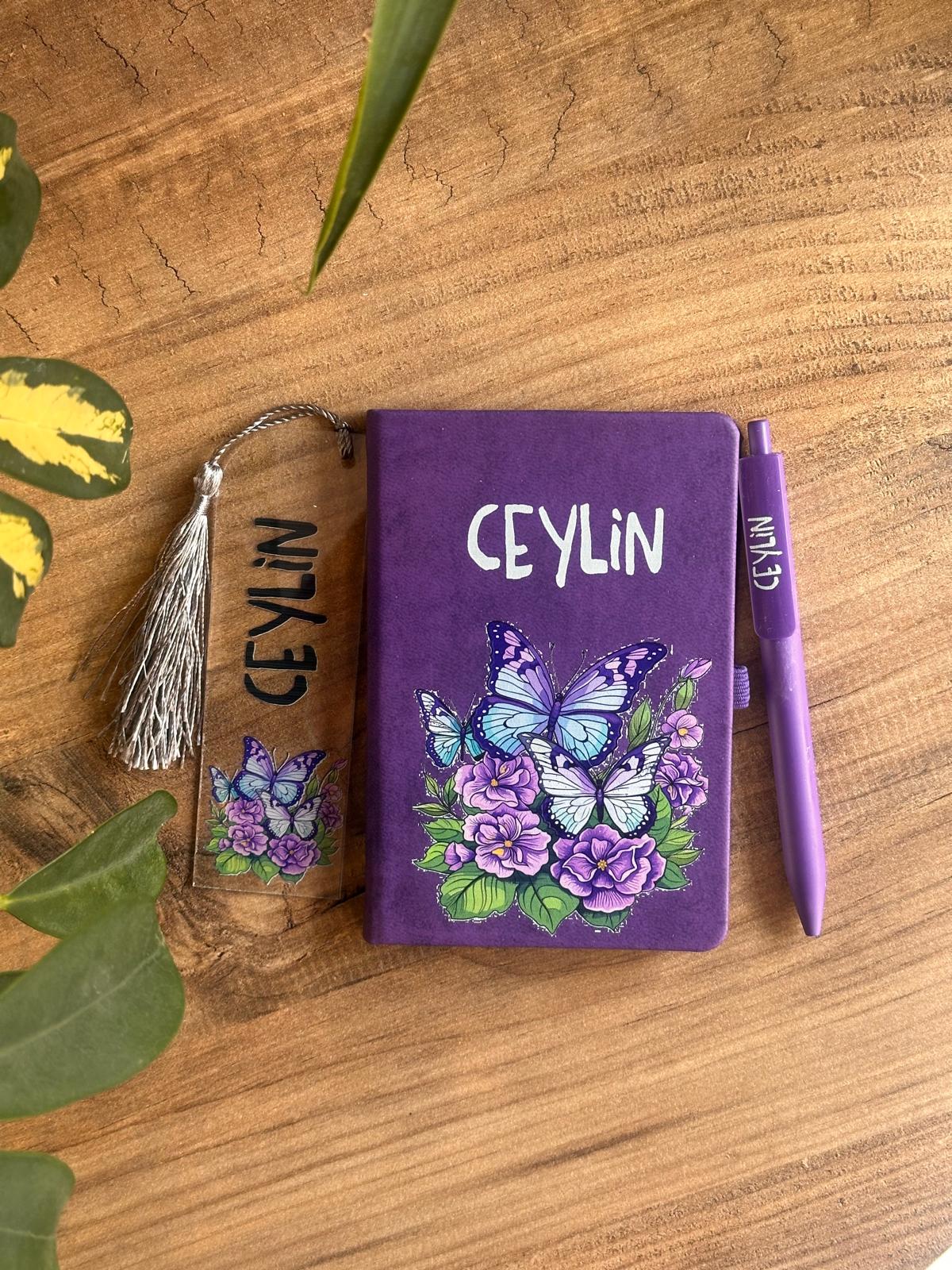 Kelebek Desenli Ajanda Set