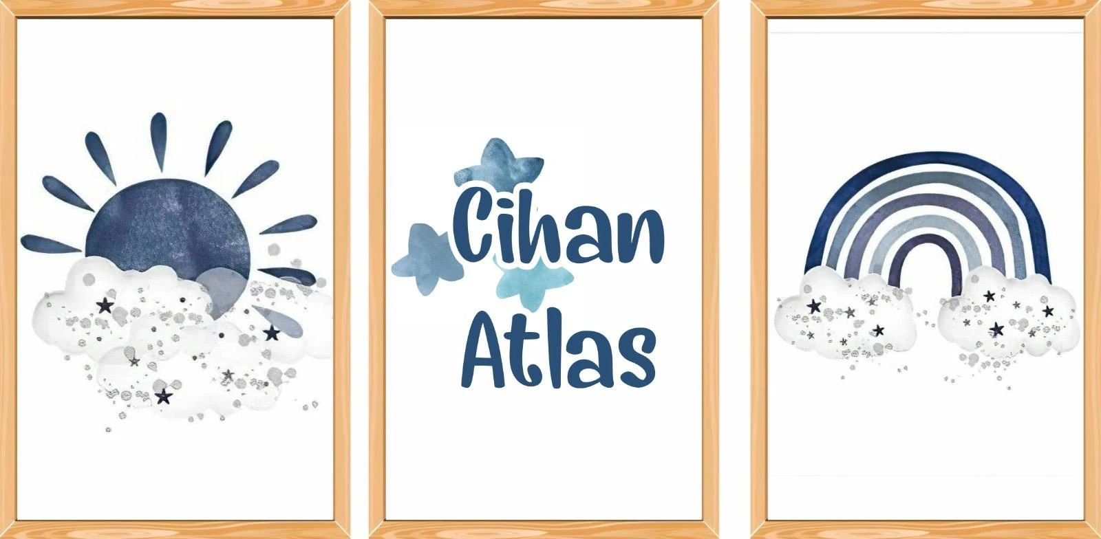 Çocuk Odası Konsept Tasarımlı 3'lü Tablo Set (Çerçeve Görünümlü)