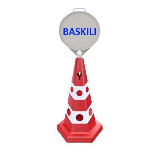 Kedi Gözlü Reklam Konisi 6.5 CM+ Yuvarlak Tabela + Baskılı